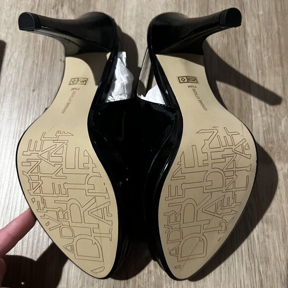 Adrienne Vittadini AV-Perry Women Black Patent Peep Toe Slingback Heels sz 7.5 - Picture 3 of 9